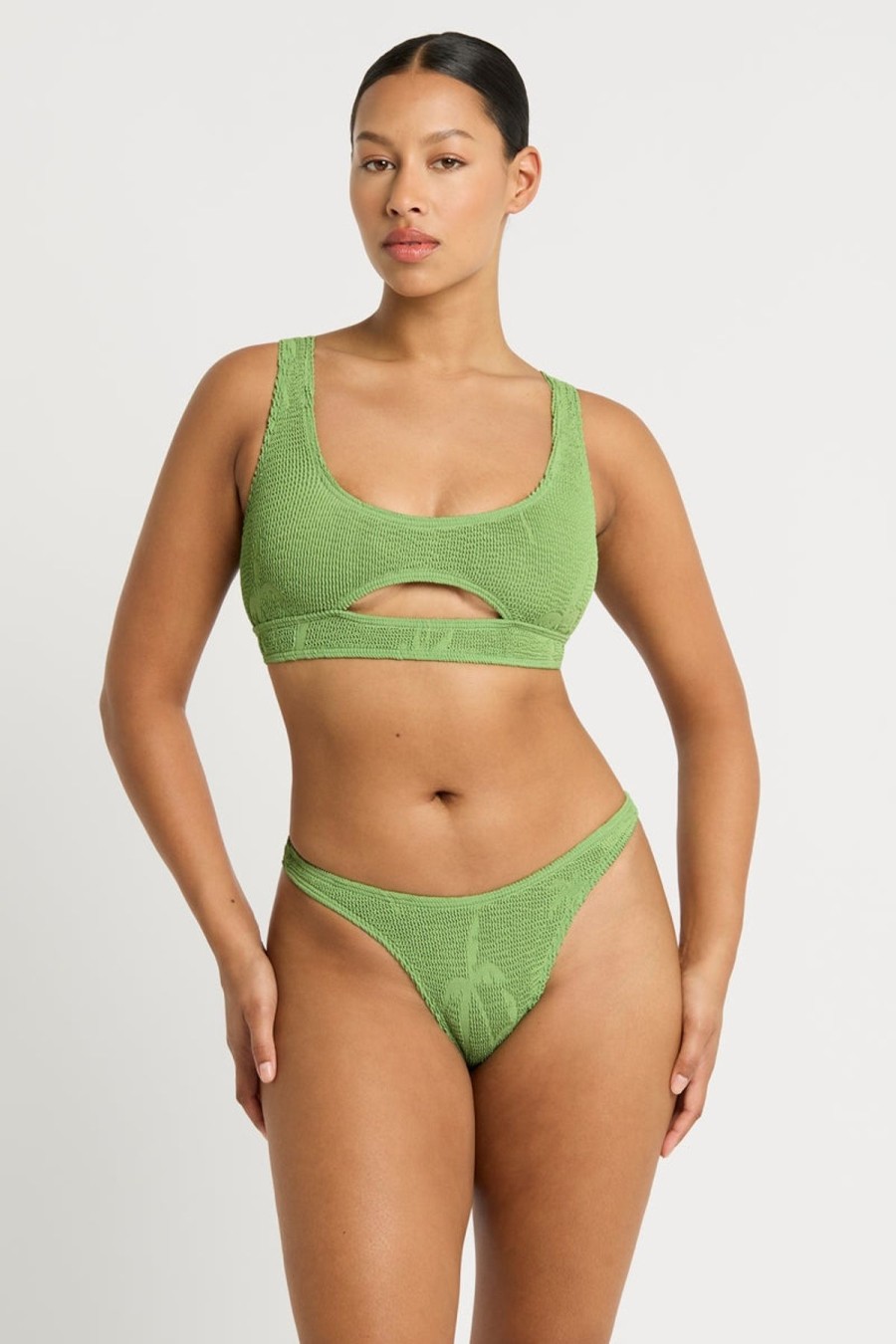 Women Bond-Eye Bikini Tops | Sasha Crop|Matcha Palm
