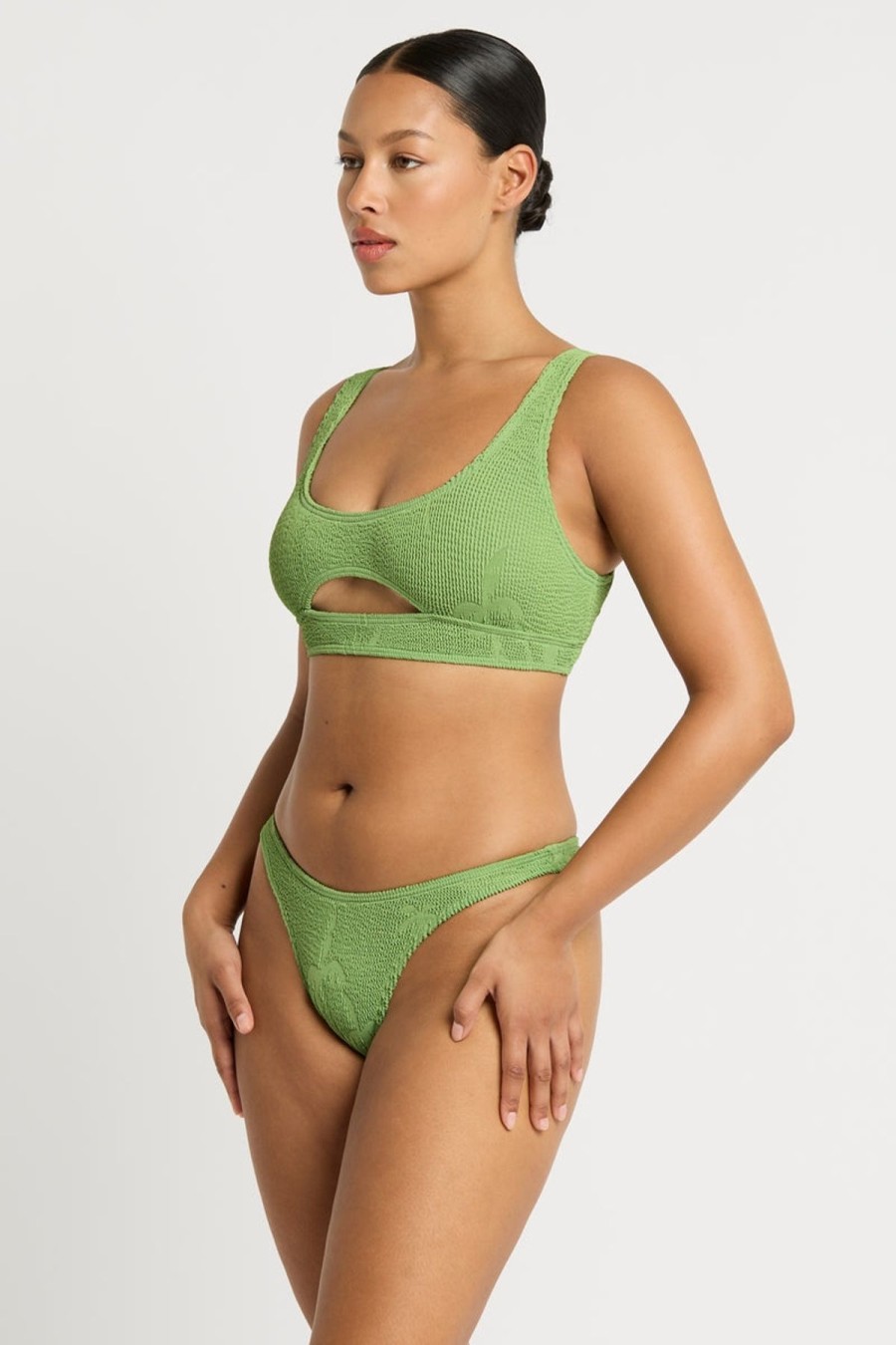 Women Bond-Eye Bikini Tops | Sasha Crop|Matcha Palm