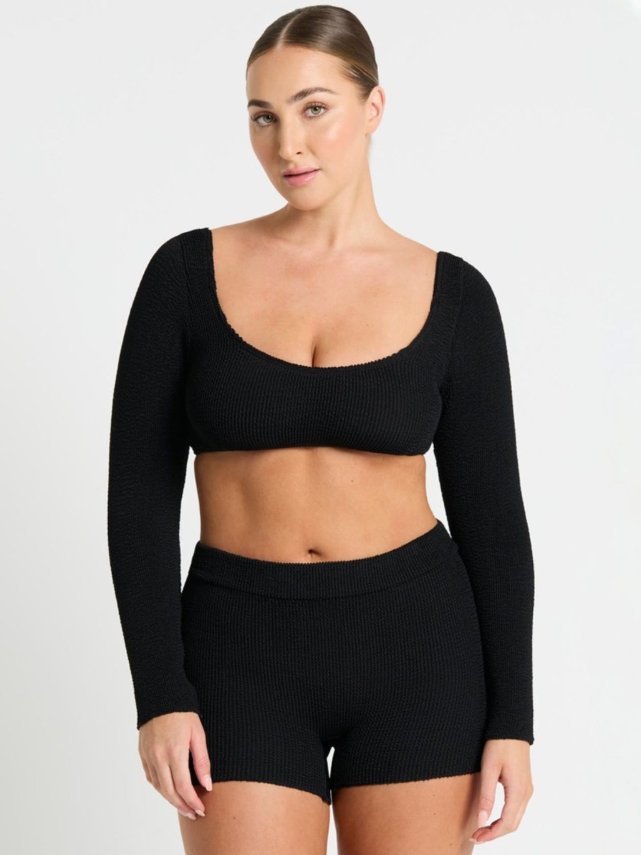 Women Bond-Eye Bikini Tops | Sera Crop|Black