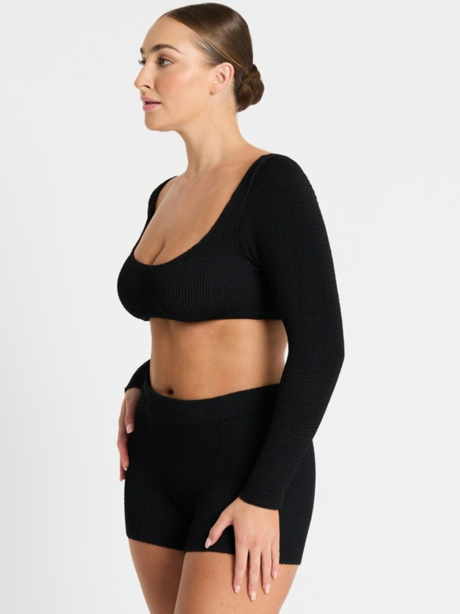 Women Bond-Eye Bikini Tops | Sera Crop|Black