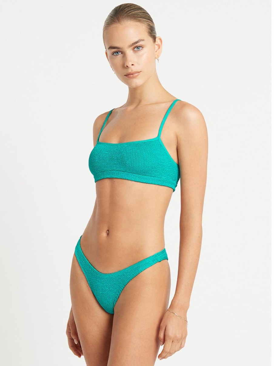 Women Bond-Eye Bikini Tops | Saint Crop|Turquoise Shimmer