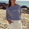 Women Apero Tops | Savannah Oversized Stripe Tee|Navy/White